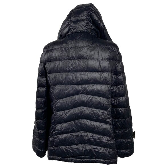 DKNY Down Puffer Jacket Coat Women's XL Black Below The Waist Double Zipper Hood - Picture 3 of 12